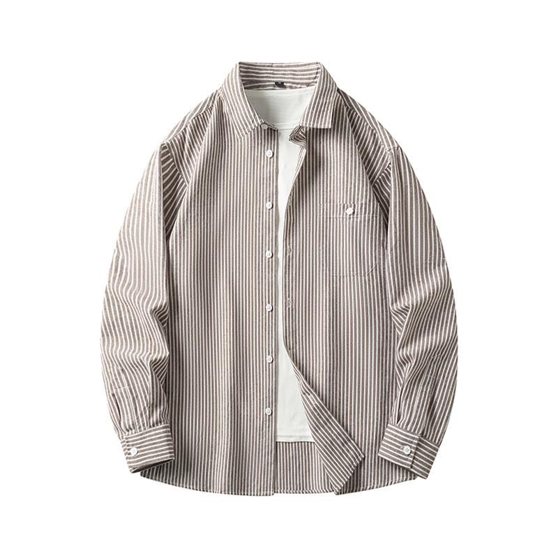 Casual Versatile Long Sleeved Shirt Men's Spring and Autumn Striped Shirt