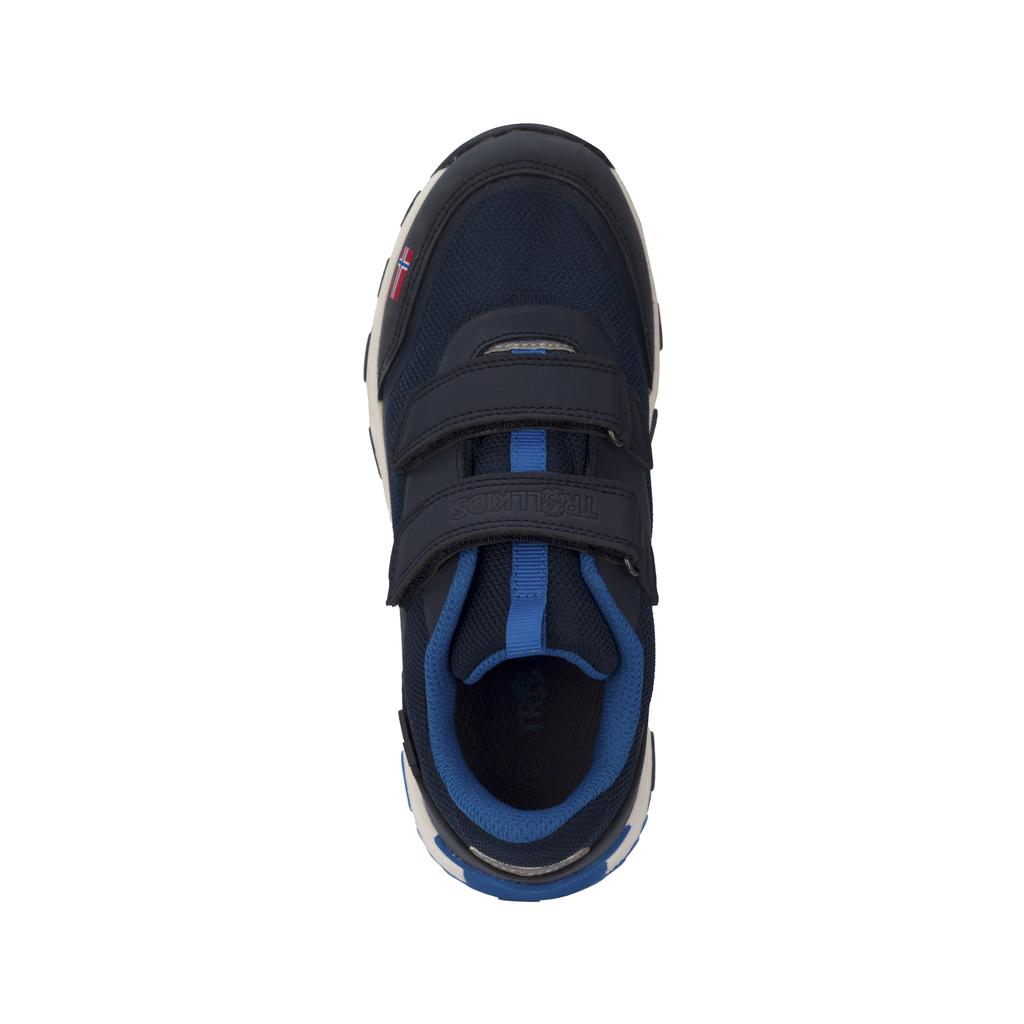 Wodoodporne buty turystyczne dziecięce dla chłopca/dziewczynki Trollkids Kids Preikestolen Hiker navy/medium blue (269-117) 38.0