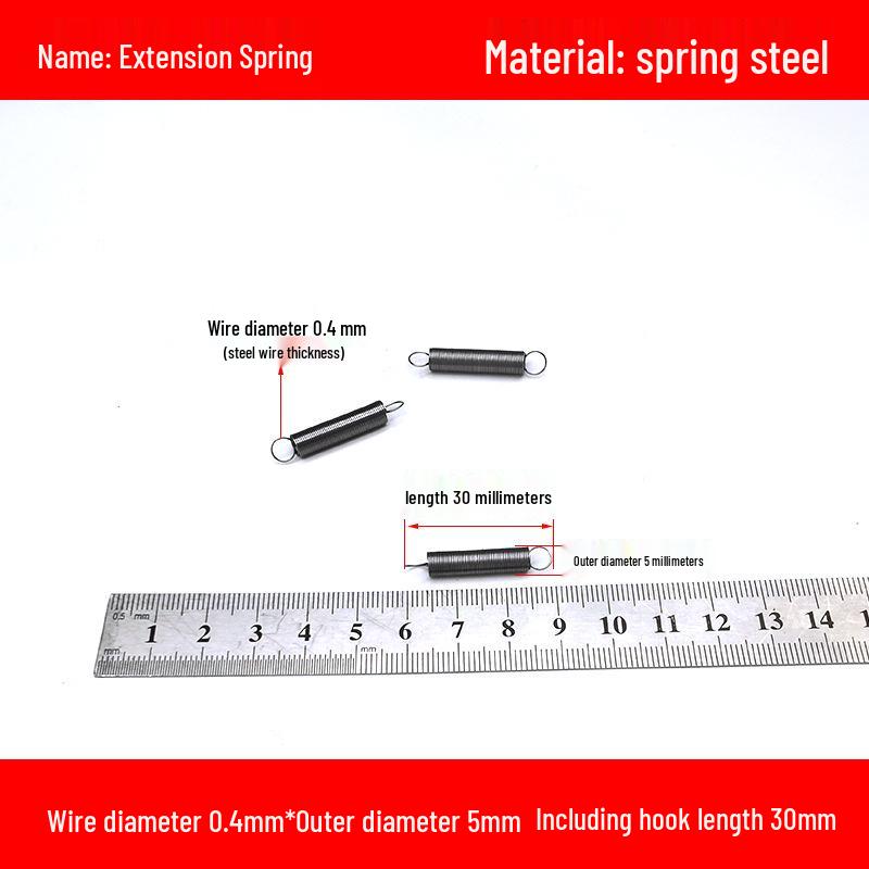 Micro Precision Extension Tension Spring Set with Hooks, 0.4mm Wire Diameter, 3-5mm Outer Diameter