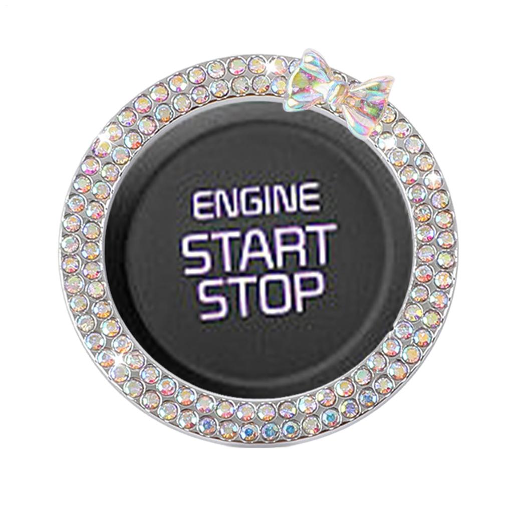 Mechesa Rhinestone Car Engine Start Stop Decoration Ring, Car Push Start Button Ring, Rhinestone