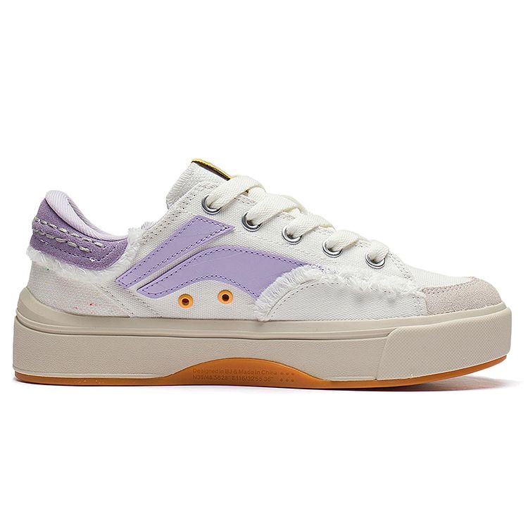 Li-Ning Comfy Casual Low-Top Skate Shoes Women Sneaker White Purple AGCS036-2