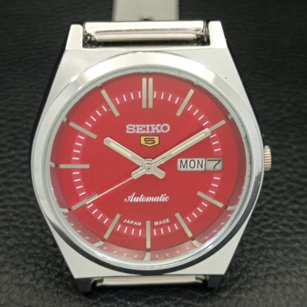 REFURBISHED VINTAGE SEIKO 5 AUTOMATIC 6309A JAPAN MENS RED DIAL WATCH a434688-2