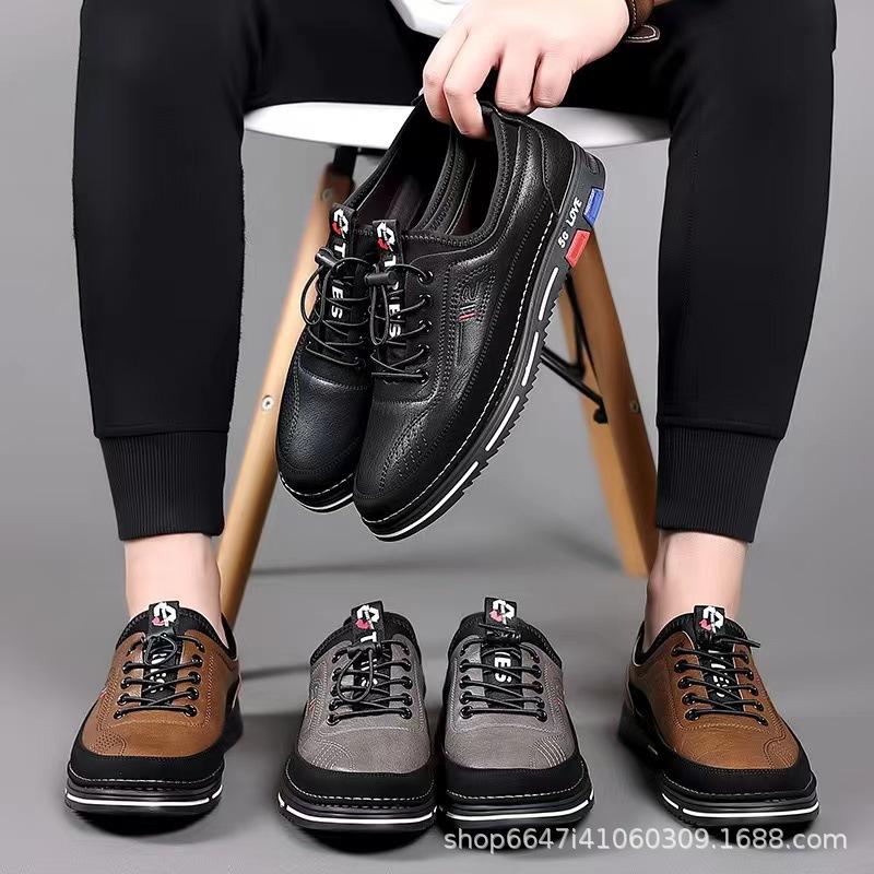 2025 Plus Size Men's Shoes Size 48 New Spring and Autumn Trendy Shoes Soft Soled Soft Leather Casual Leather Shoes for Men