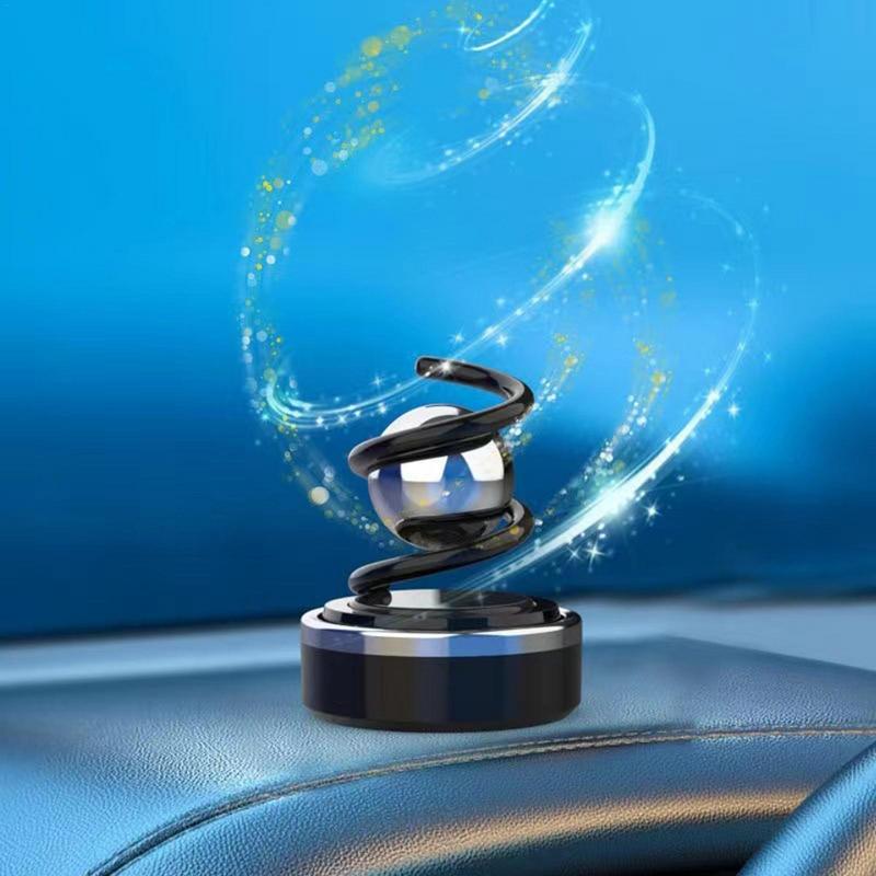 Car Solar Air Freshener Rotating Solar Powered Car Aromatherapy Diffuser Car Fragrance Ornament With Spring Suspend Ball
