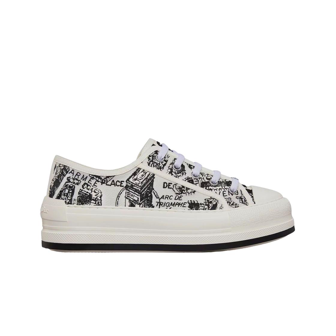 

(w) Dior Walk n dior Platform Sneakers Cotton Embroidered With Plan De Paris Motif White Black EU 39W