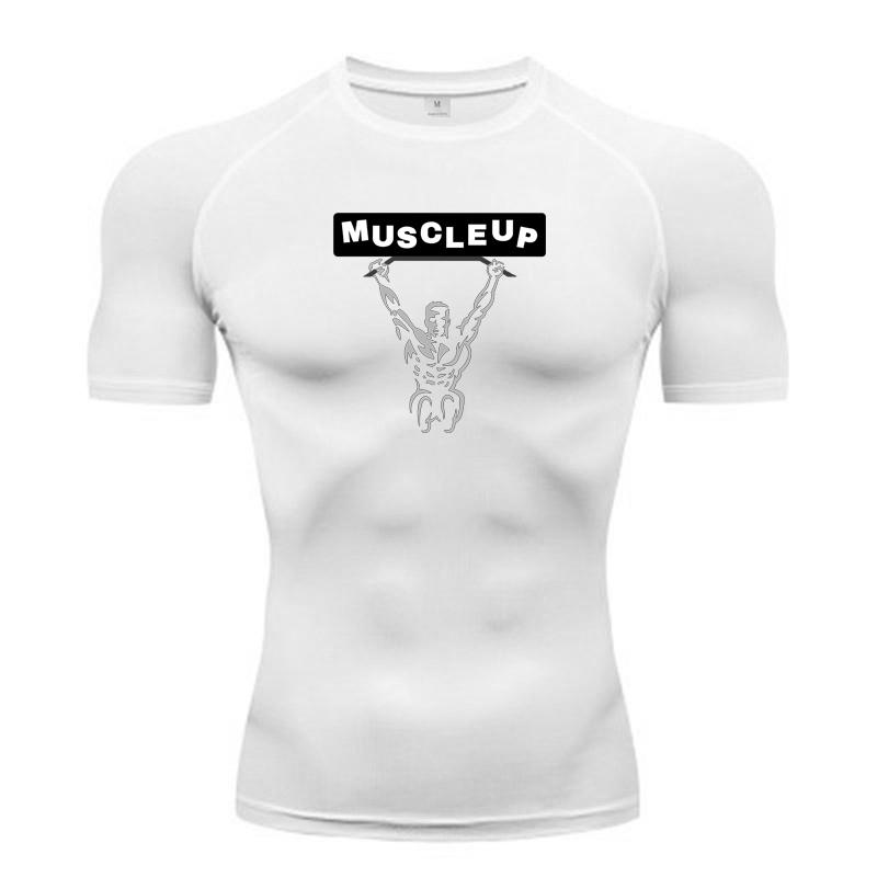 Muscleguys Compression T Shirt Men Summer Muslce Up Sportswear Running T-shirts Elastic Quick Dry Tops Tees Sports Gym Workout Shirts