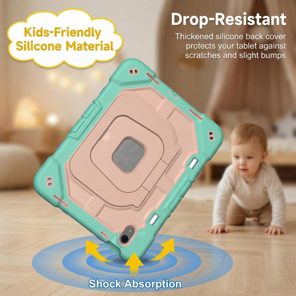 For ipad 11th Generation case A16 Shockproof Kids Kickstand Silicone Tablet case for ipad 11th Gen A16 10th Generation 10.9 Inch