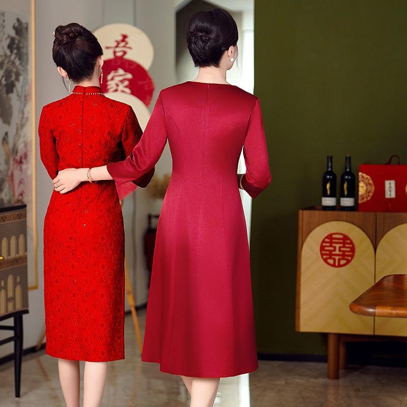 Mom Wedding Dress Female Happy Mother-in-law Wedding Dress Noble High-end Light Mother-in-law Toasting Dress Wedding Dress