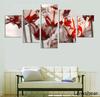 Tablouri de artă de perete pânză Decor acasă 5 bucăți Picturi lalele albe roșii Imprimări HD Flori Poster Cadru de imagini modulare