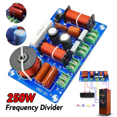 3 Ways 250W Frequency Divider Treble Medium Bass Audio HiFi Filter Circuit Board 5200Hz-5500Hz Adjustable Audio Systems Upgrade