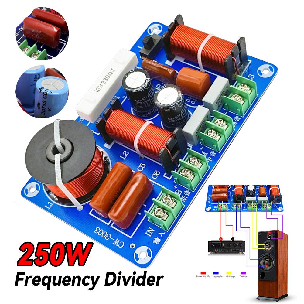 3 Wege 250W Frequenzteiler Hoch Mittel Tieftöner Audio HiFi Filter Platine 5200Hz-5500Hz Einstellbar Audio Systeme Upgrade