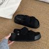 Fashion Versatile Platform Sandals Women's New Summer Wear with Skirt Black Half Slippers