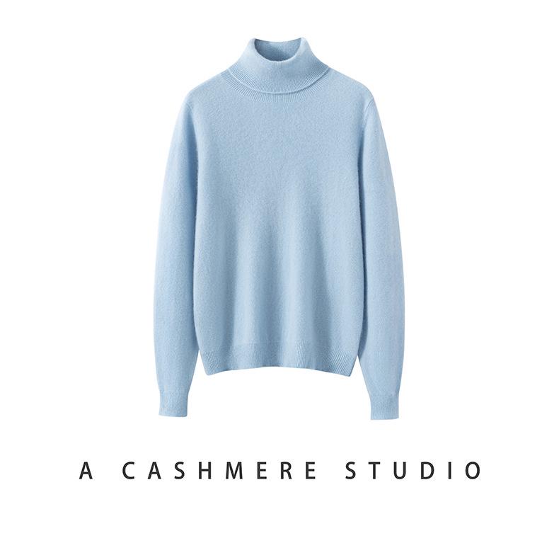 Women's Plus Size 100% Cashmere Knit Long Sleeve Sweater - Autumn/Winter Base Layer Top