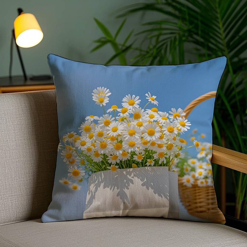 Symbole der Unschuld und Hoffnung Gänseblümchen Kissenbezug Milbenabweisender Kissenbezug Unsichtbarer Reißverschluss Seidig kurzer Plüsch Sofakissenbezug