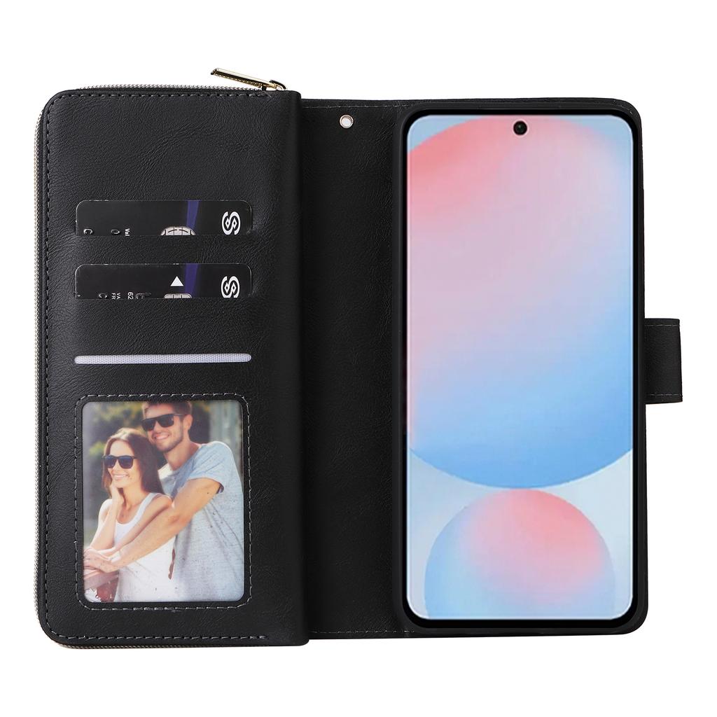 Für Samsung Galaxy A56 5G Hülle Reißverschlusstasche PU Leder Handyhülle mit Handschlaufe