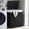 VidaXL Laundry Basket with Lid Black 46x33x60 Cm Woven Resin 372032