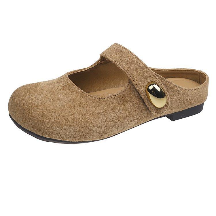 Baotou half slippers women wear flat bottom pregnant women lazy one pedal summer 2025 new skirt Muller cool slippers