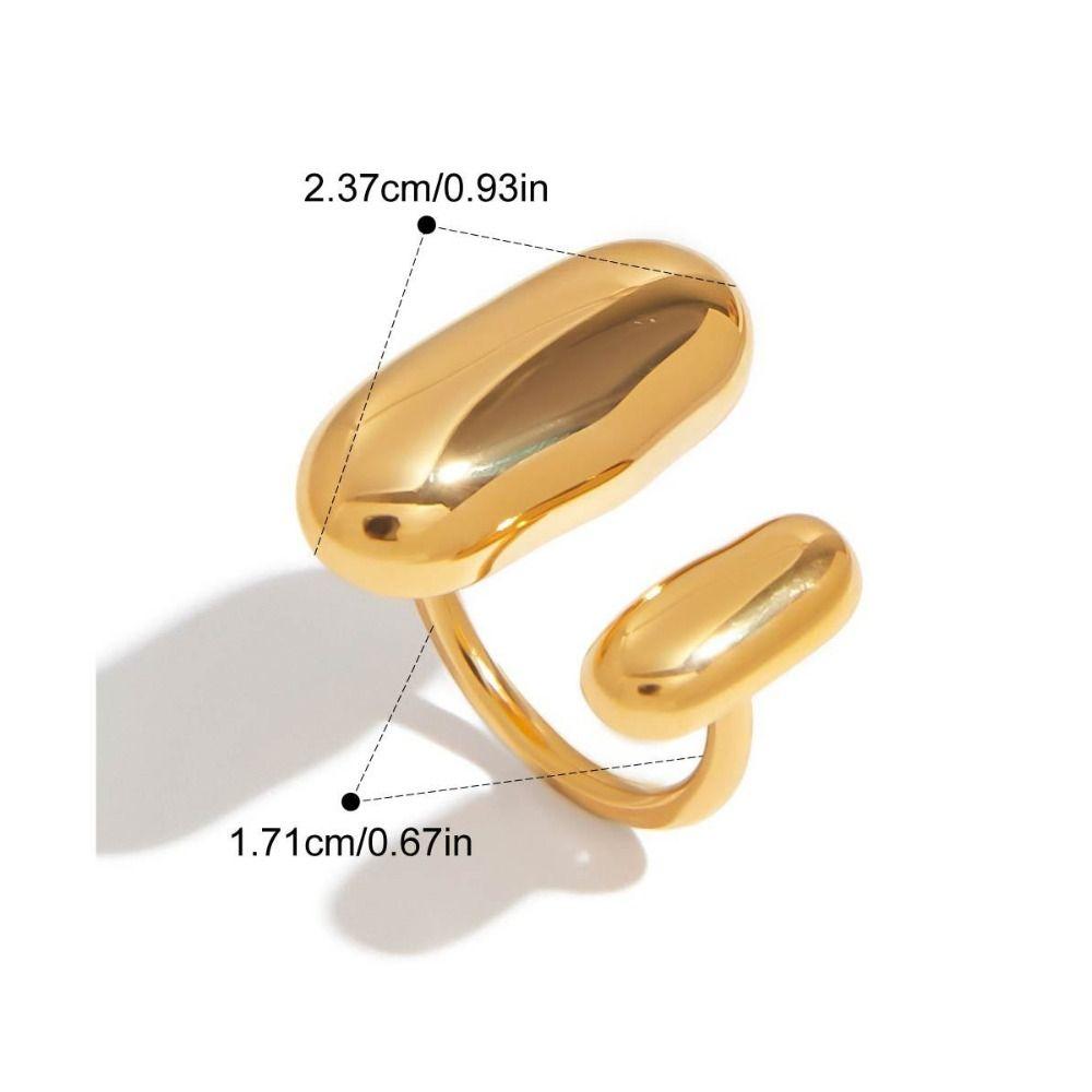 Stainless Steel Double Layer Ring Two Color Open Ring Geometric Ring Versatile Wear