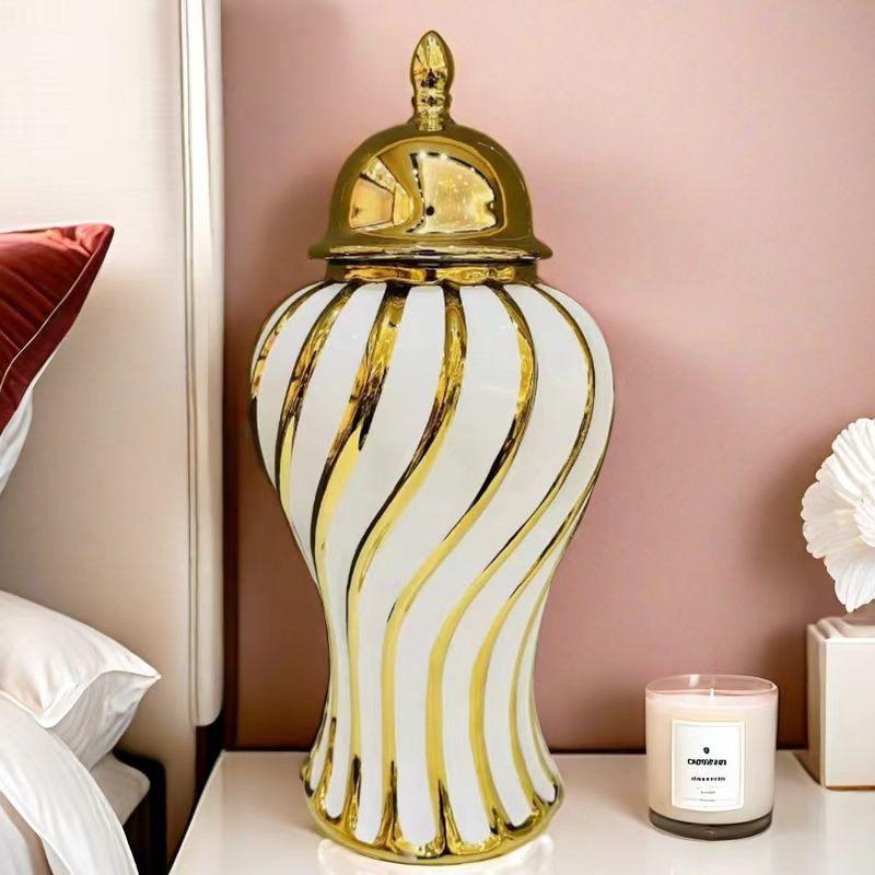 

Platinum Vase Nordic Living Room Home Decor Bedroom Living Room Dining Table Decoration Middle Eastern Modern Ginger Jar Luxury
