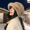 Winter Hat Women Cold Warm Furry Versatile Face Small Bucket Hat Casual Cotton Hat Big Head Circumference Ear Hat