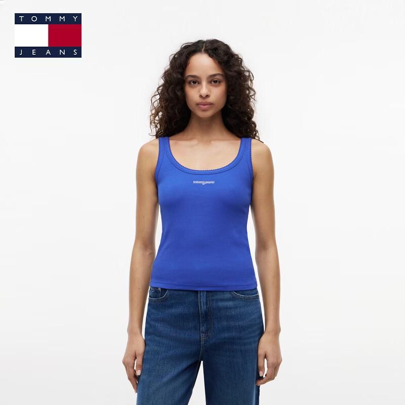 TOMMY JEANS Women s Embroidered Ribbed Knit Tank Top S