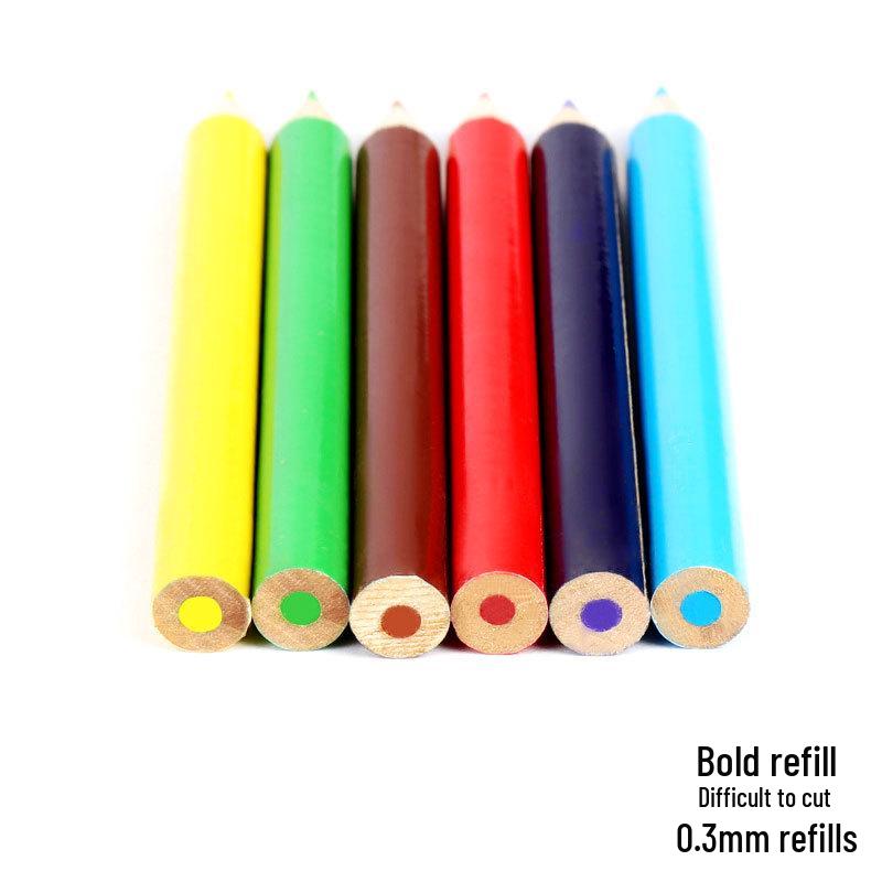 12-Color Thick Round Colored Pencils for Children's Drawing