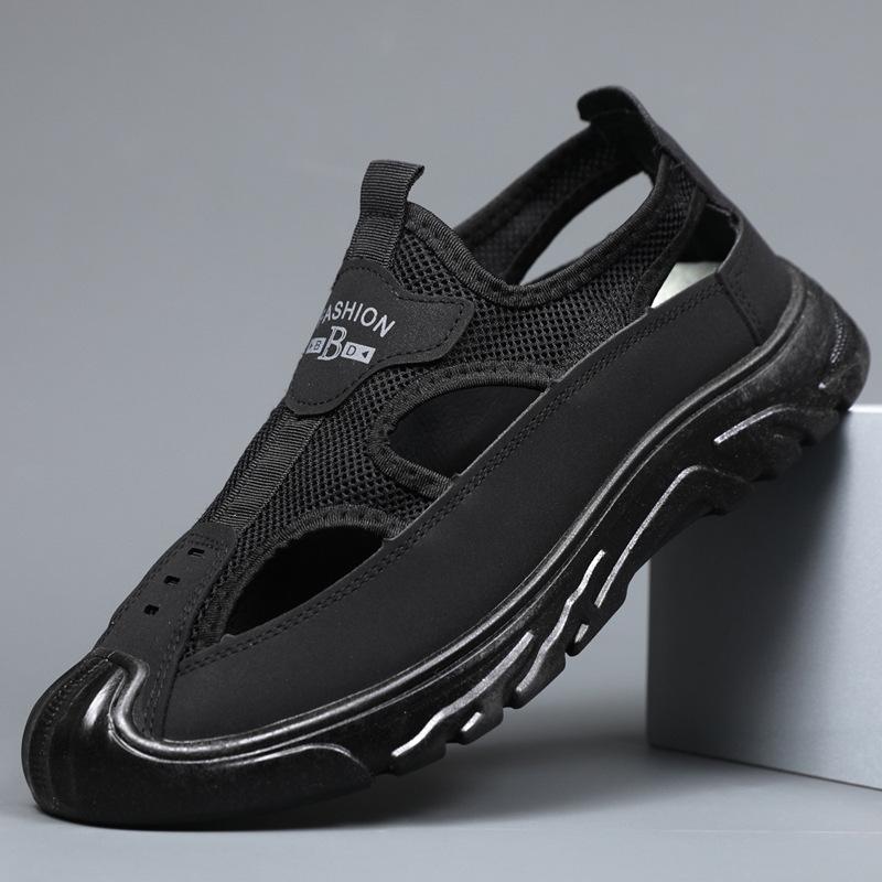 Summer breathable men's bag head sandals hollow mesh hole wading shoes outdoor light sports leisure beach shoes