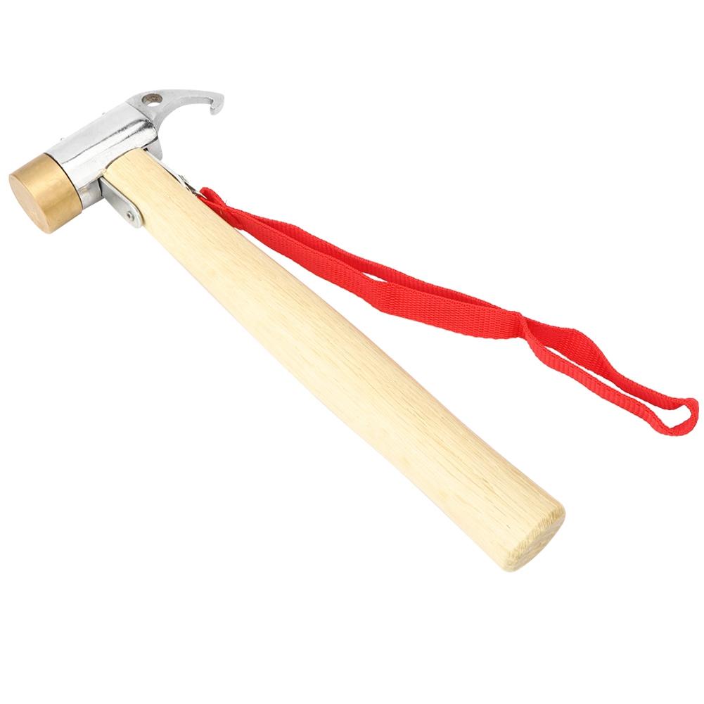Outdoors Camping Copper Head Hammer Wooden Handle  Multi Function Sliver Tent Nail Hook Mountain Climbing Portable