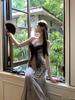 French High-end Temperament Cutting Hand-painted Ink and Wash Butterfly Dress Women's Light Luxury Spice Girl Suspender Long Dress A-shaped Skirt