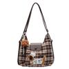 Chic Vintage Grid Pattern Shoulder Tote Bag With Versatile Large Size For Everyday