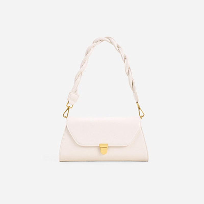 IELGY Geflochtener Schultergurt Einfarbig Gedrehter Schultergurt Verschluss Französischer Stil Golden Vintage Schlichter Stil Tide Kette Messenger Bag