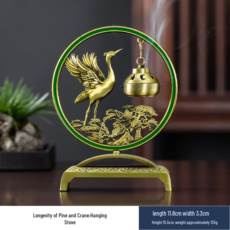 Creative Crane Lotus Hanging Incense Burner - Zen Tea Ceremony Home Decor.