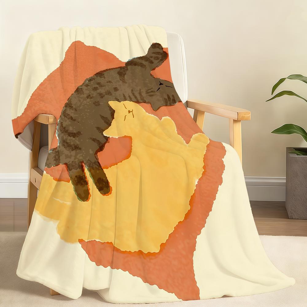 Cute Cartoon Cat Art Kawaii Blanket Soft Throw Blanket for Home Bedroom Bed Sofa Picnic Travel Office Rest Cover Blanket Gift