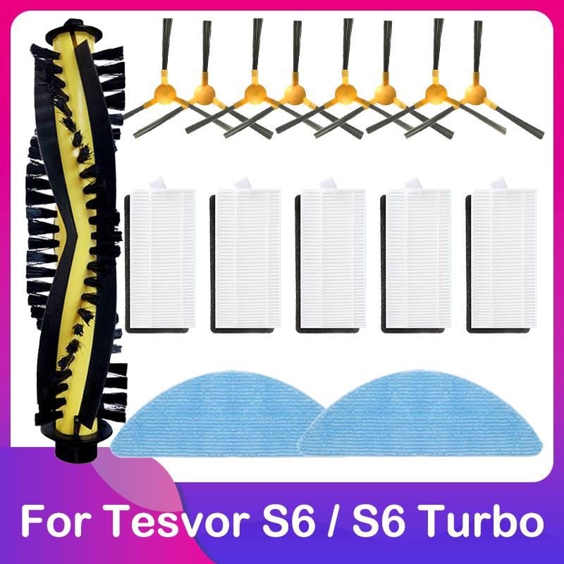Fit For Tesvor S6 Turbo Robot Vacuum Cleaner Spare Main Side Brush Cover HEPA Filter Strainer Mop Wipe Rag Accessories Parts