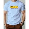 T-Shirt Men 100% Cotton English Letter Pattern SAMUEL Print Summer Round Neck Breathable Oversized Tee Casual Fashion Clothing