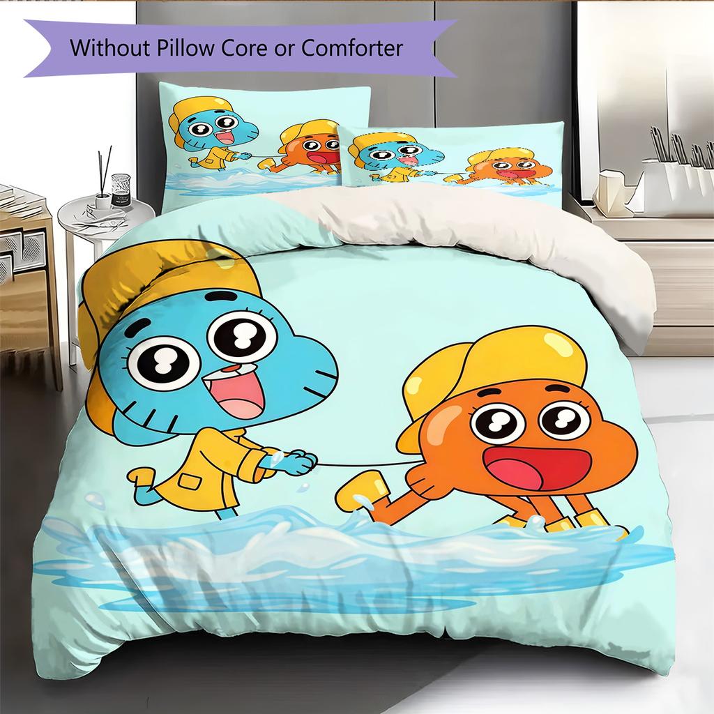 The Amazing World of Gumball2 Pattern Bedding Quilt Set Home Decoration Gift (1 * duvet cover + 2 * pillowcase without core)
