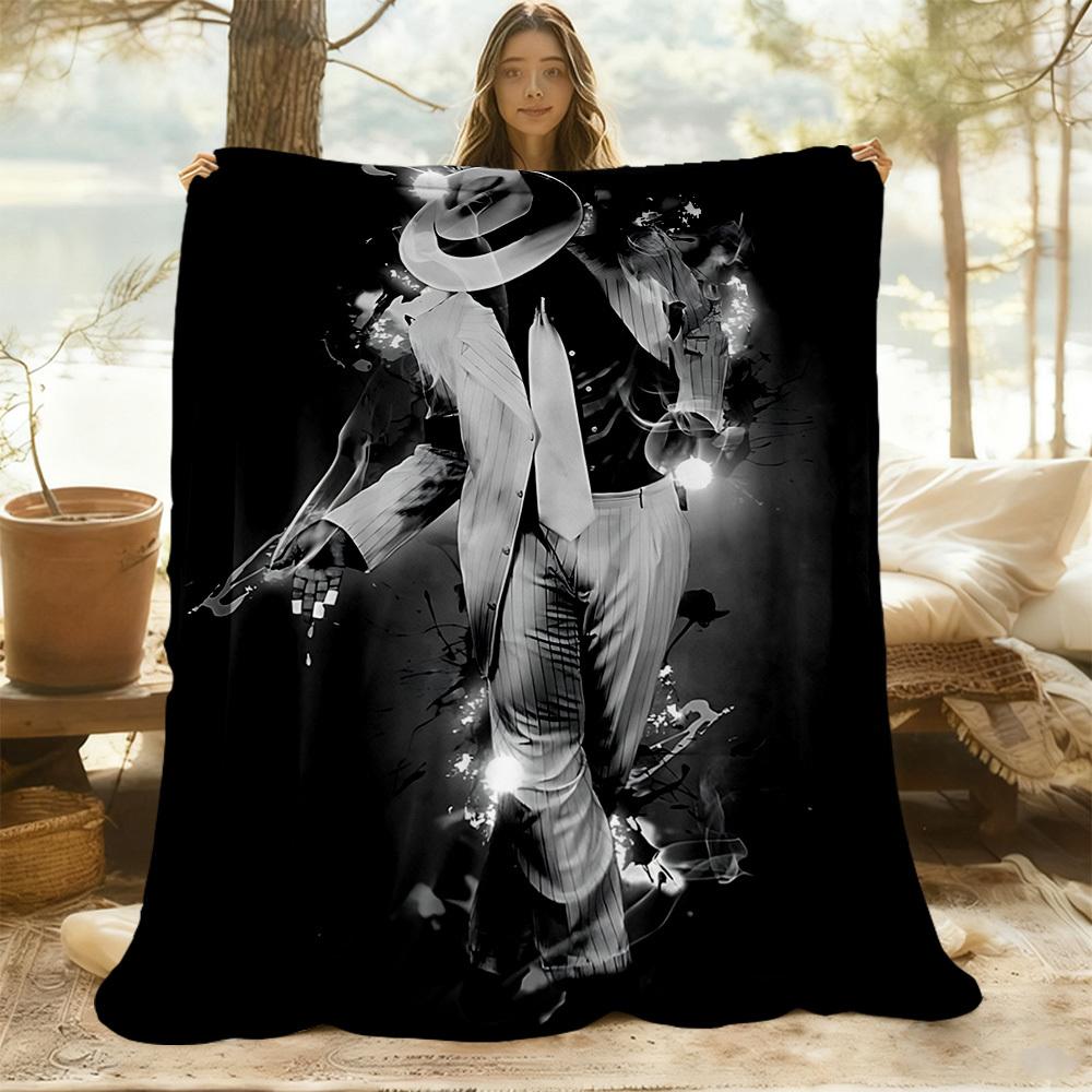 1pc Michael Jackson Dancing Figure Outdoor Blanket Lightweight Flannel, Soft & Warm, All-Season Use for Sofa, Outdoor, Camping, Living Room046