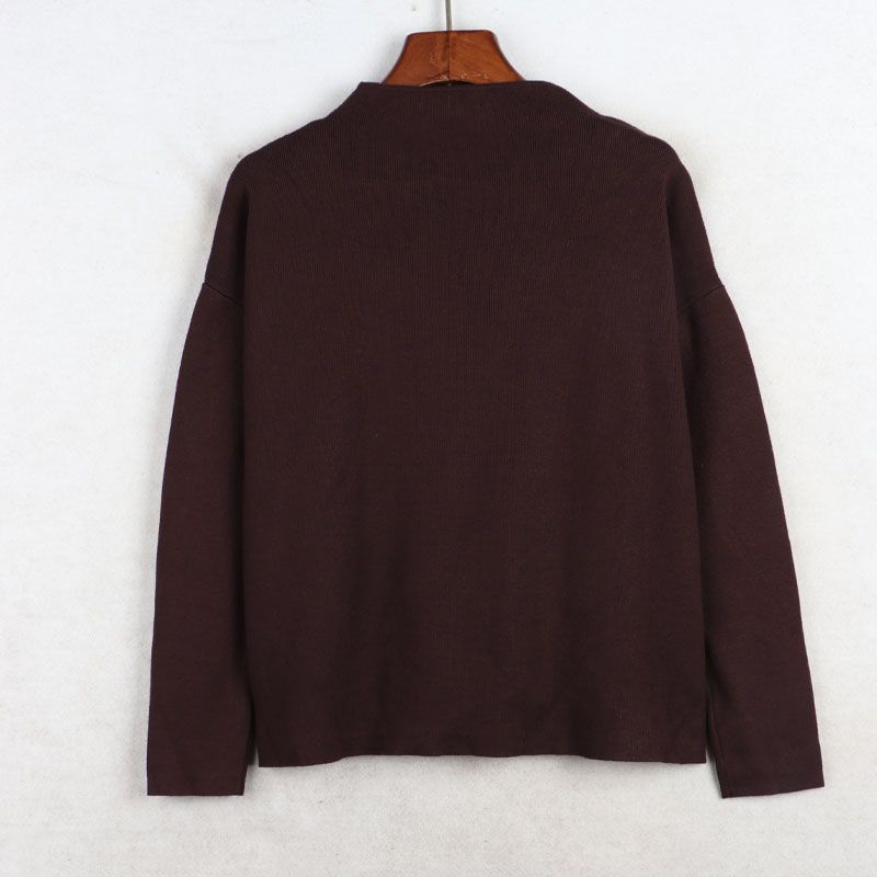 Sunshine House Autumn and Winter New Arrival Export Japanese Single Women's Clothing Mid Round Neck Long Sleeves Slimming Sweater Good Texture Sweater