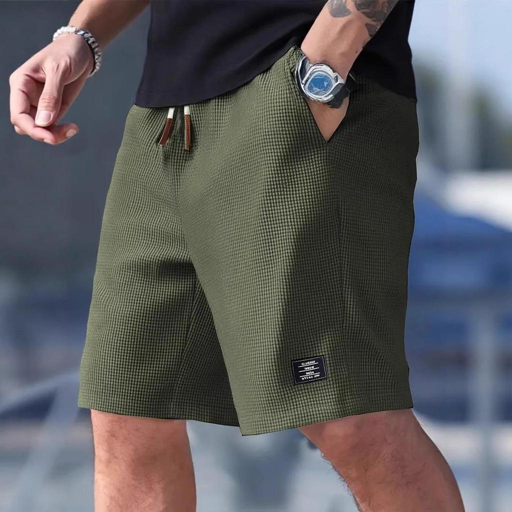 Pantaloncini Casual da Uomo Trama con Coulisse in Vita, Tasche per Abbigliamento Casual, Spiaggia o Attività all'Aperto, Pantaloncini Quotidiani Pantaloncini con Coulisse in Vita