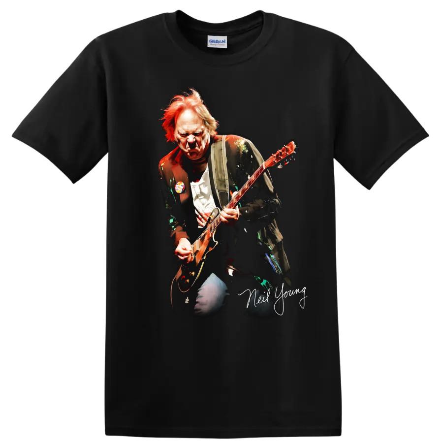 Neil Young Rockgitarre T-Shirt Old Black Les Paul Live-Auftritt Tee