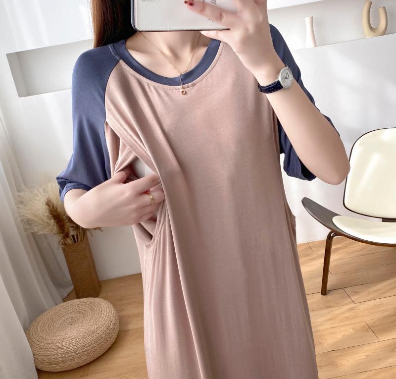 Rochie Maternitate și Alăptare 9130 Modal: Pijamale de vară largi pentru alăptat