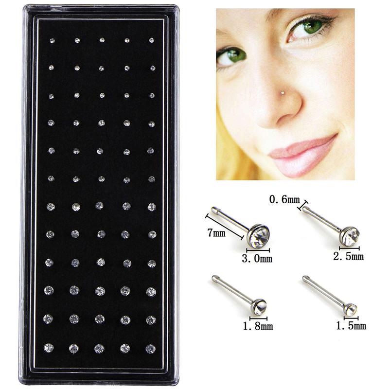 60X   Nose Ring Bone Stud Stainless Steel Body Piercing Jewelry