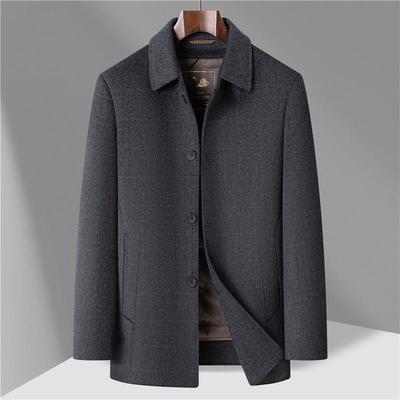 2025 Winter High-End Men's Wool Coat with Detachable Down Liner - Double-Sided Casual Jacket for Middle-Aged and Elderly