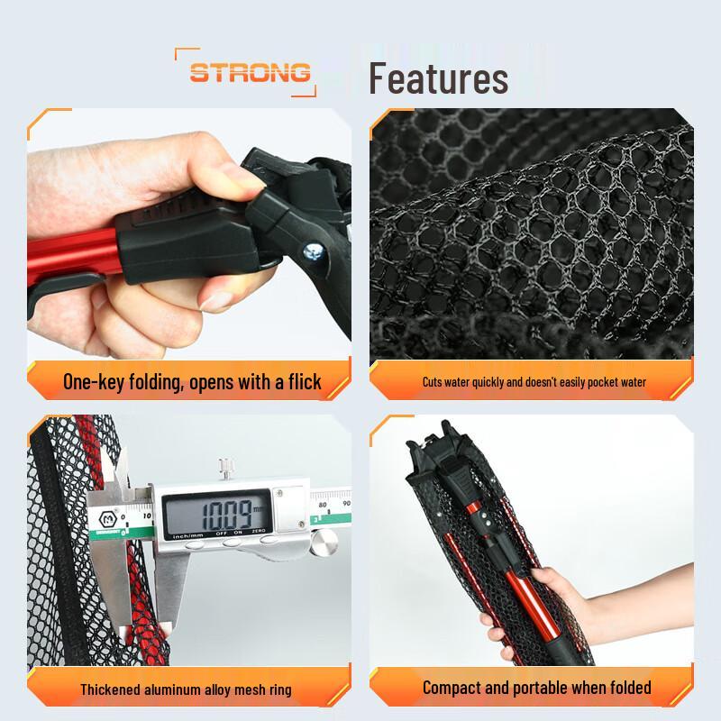 Foldable Integrated Fishing Landing Net Set