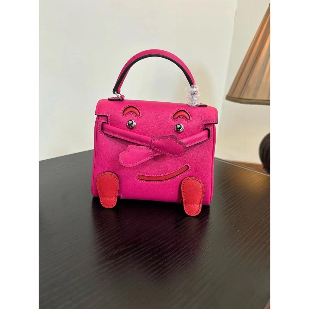 Borsa a faccina sorridente nuova per la primavera e l'estate 2025 borsa Kelli mini in pelle bovina di primo strato di alta gamma borsa a tracolla carina da millenial