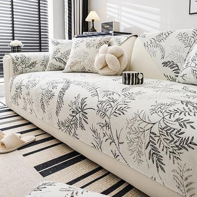 Chenille Sofa Cover Willow Leaf Jacquard Non Slip Sofa Covers Living Room L Shape Couch Slipcovers Sofa Mat Solid Wood Couch Mat