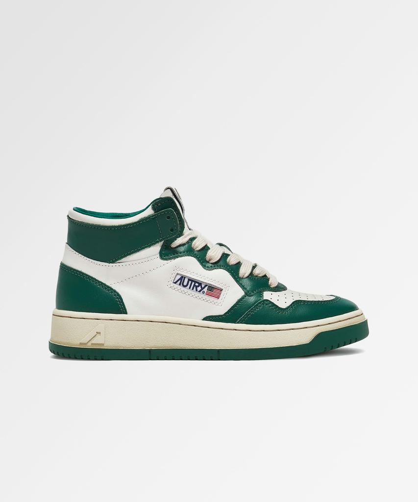 Autry Medalist Mid Cut Sneakers In Leather Green