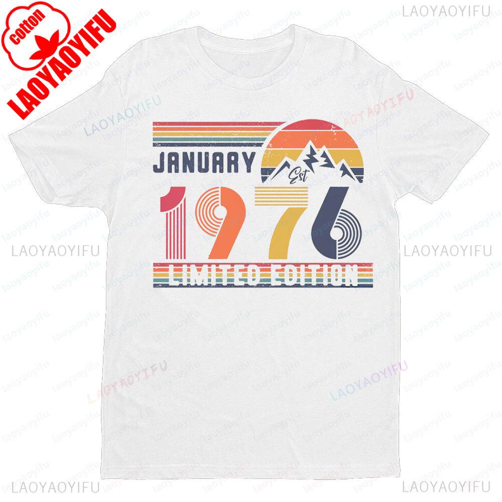 Vintage 1976 Tshirt 1976 Birthday Gift Shirt 50th Birthday Party Tshirt Men Women Retro Style Daily Life Casual Cotton Tee Tops S