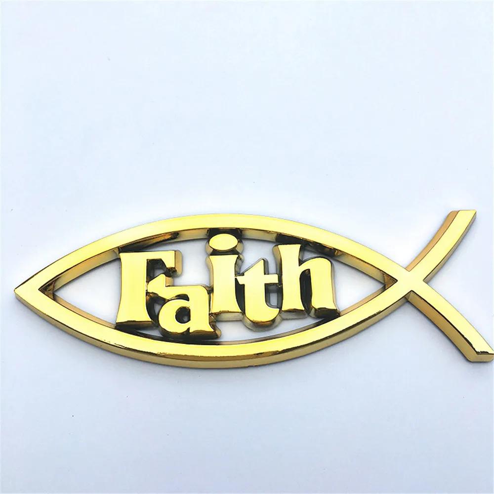 1PCS 14x4.5cm JESUS Fish Silver chrome Christian crafts ABS Car Sticker PEACE FAITH Emblem 3D Badge Decal Auto Accessories
