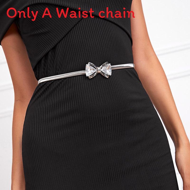 

Elegant Water Drilled Butterfly Bow Waist Chain For Evening Dress Women Jewelry Accessory StyleB